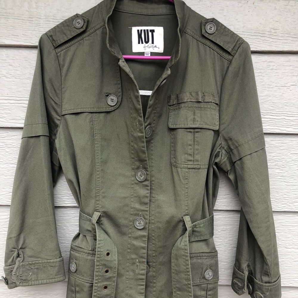 Kut from the Kloth large khaki green jacket